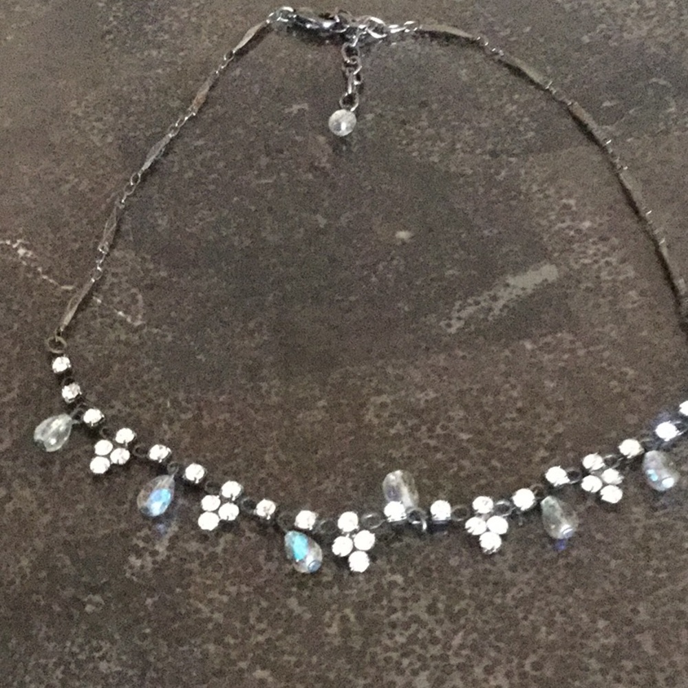 Vintage. Black metal jeweled necklace